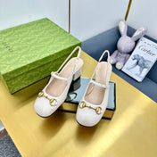 HORSEBIT PUMP IN WHITE SHEEPSKIN