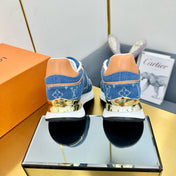 NEO RUN AWAY SNEAKER IN CLASSIC BLUE MONOGRAM DENIM AND ORANGE CALFSKIN