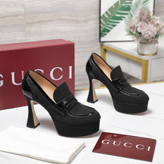 GG CLASSIC HIGH HEELS 110 IN BLACK WITH LOGO PRINT
