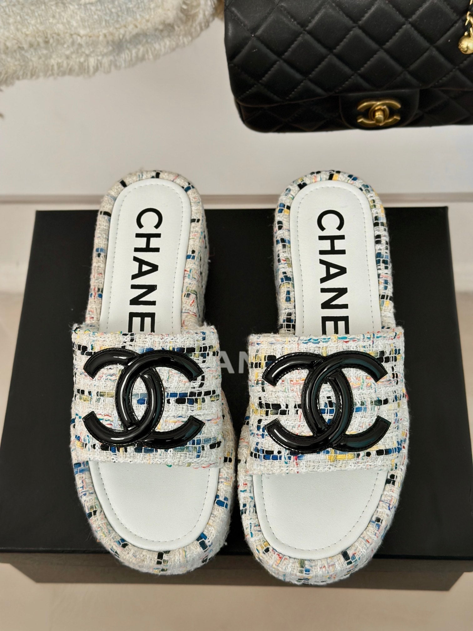 CLASSIC SLIPPERS THICK SOLE IN MULTICOLOR TWEED