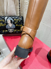 VALENTINO 25S KNEE-HIGH BOOTS IN BROWN CALFSKIN STYLE 8