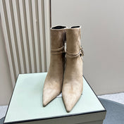 PADLOCK 10 CM ANKLE BOOTS IN TAN BROWN SUEDE