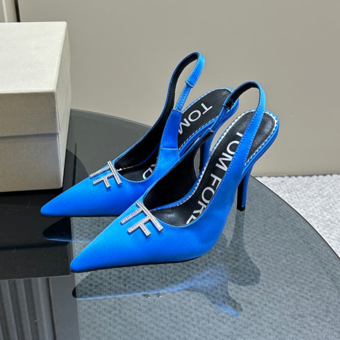 ANGELINA 10 CM SLINGBACK IN COBALT BLUE CALFSKIN