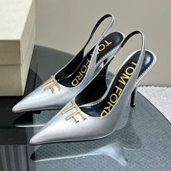 ANGELINA 10 CM SLINGBACK IN SILVER CALFSKIN