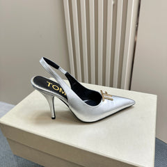 ANGELINA 10 CM SLINGBACK IN SILVER CALFSKIN