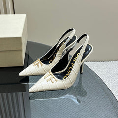 ANGELINA 10 CM SLINGBACK IN WHITE CROCODILE PATTERN CALFSKIN