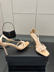 BALMAIN 25S LIPS SANDALS 10 IN BLUSH BEIGE SATIN