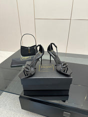 BALMAIN 25S LIPS SANDALS 10 IN BLACK CALFSKIN
