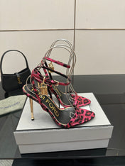 TOM FORD 26S HEELED SANDALS 100 MM IN LEOPARD PRINT CALFSKIN STYLE 5