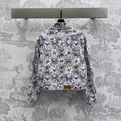 CD Jacket White Cotton Denim with Multicolor