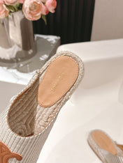CELINE 25S LES ESPADRILLES MULE IN LIGHT GRAY CANVAS
