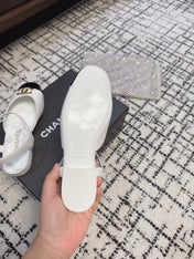FLAT SLINGBACKS IN WHITE MIX BLACK CALFSKIN