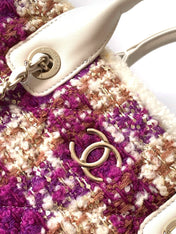 CHANEL 25S SHOPPING BAG 40 IN DARK PINK MIX WHITE TWEED