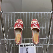 NEW FLAT FISHERMAN SHOES CARO RED COTTON CANVAS