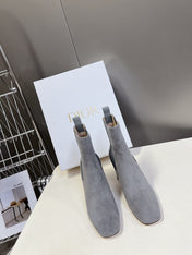 ICON HEELED ANKLE BOOT COOL GRAY SUEDE 8 CM