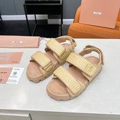 SANDALS CHAMPAGNE SHEEPSKIN WITH 2 HORIZONTAL STRAPS