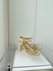 HIGH HEEL SANDALS 85 MM IN FLAX YELLOW LAMBSKIN