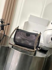 CHANEL 25S CLUTCH WITH CHAIN 20 CM IN BLACK LAMBSKIN WITH GOLD HARDWARE