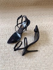 HIGH FLIP FLOPS SANDAL WITH STRAP IN BLACK SILK