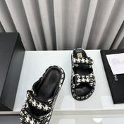 dad sandals black white mules