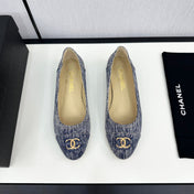 cc ballet flat blue with white stripe denim 166816