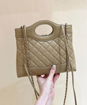 CHANEL 25S MINI SHOPPING BAG 23 IN WARM TAUPE CALFSKIN