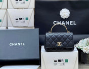 CHANEL 25S COCO CRUSH HANDLE 18 IN BLACK CALFSKIN GOLD HARDWARE