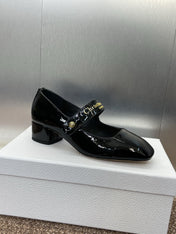 MEDIUM 35 MM HEEL PUMP IN BLACK PATENT CALFSKIN