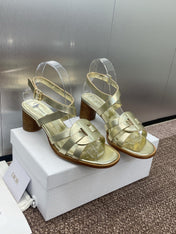 D-CLUB HIGH HEEL SLIDE 25S 55MM IN GOLD GLOSSY CALFSKIN