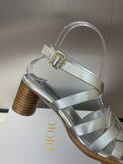 D-CLUB HIGH HEEL SLIDE 25S 55MM IN SILVER GLOSSY CALFSKIN