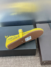 ALAIA MARY JANE FLAT 25S IN YELLOW MESH CALFSKIN