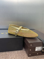 ALAIA MARY JANE FLAT 25S IN GOLD MESH CALFSKIN