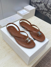 CELINE 26S THONG SANDALS IN BROWN CALFSKIN