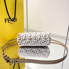 FIRST SMALL 26 IN WHITE WOOL AND CAMEL BROWN RAFFIA CALFSKIN TRIM