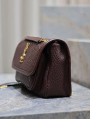 Niki mini crinkled shoulder 22 in Chestnut Brown Lamskin Gold Hardware