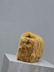 KATE SMALL BAG 22 IN PEANUT BROWN RABBIT FUR GOLD CHAIN