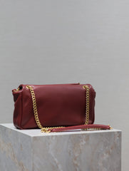YSL 25S CALYPSO HANDBAG 26 IN BURGUNDY LAMBSKIN GOLD HARDWARE