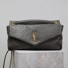 YSL 25S CALYPSO BAG 38 IN ARMY GREEN GRAINED LAMBSKIN GOLD HARDWARE
