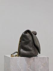 YSL 25S CALYPSO BAG 38 IN ARMY GREEN GRAINED LAMBSKIN GOLD HARDWRE