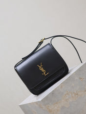 NIKI BABY 22 IN CHARCOAL GRAY CALFSKIN GOLD LOGO