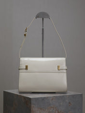 MANHATTAN SMALL 24 IN WHITE SMOOTH LAMBSKIN GOLD HARDWARE