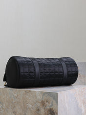 TRAVEL BAG 42 IN BLACK NYLON AND LEATHER TRIM GOLD HARDWARE