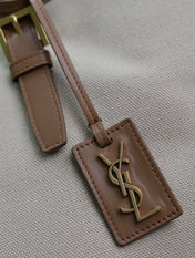 TOTE BAG 47 IN WHITE CANVAS AND BROWN LEATHER TRIM GOLD HARDWARE