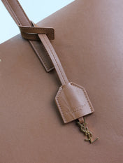 SHOPPING TOTE BAG 38 IN RED BROWN CALFSKIN