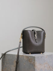 YSL 25S LE 37 MINI 15 IN BROWN LIZARD PATTERN CALFSKIN GOLD HARDWRE