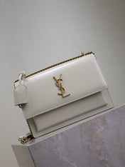 YSL 25S SUNSET BAG 22 IN IVORY CALFSKIN GOLD HARDWARE