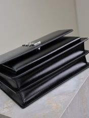 YSL 25S SUNSET BAG 22 IN BLACK CALFSKIN SILVER HARDWRE