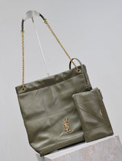JAMIE POCHON 38 IN ARMY GREEN LAMBSKIN GOLD HARDWARE