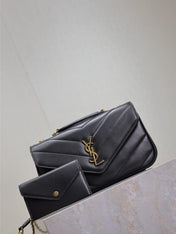 LOULOU SMALL 24 IN BLACK SHEEPSKIN GOLD HARDWARE