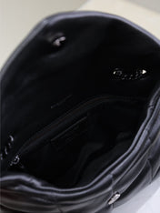 YSL 25S LOULOU PUFFER MINI 23 IN BLACK CALFSKIN BLACK HARDWARE